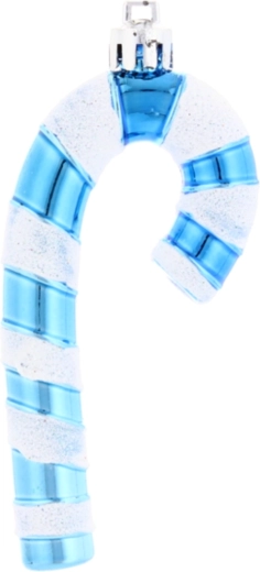 Zestaw 4 świątecznych ozdób prążkowana laseczka cukrowa 9 cm – niebieska