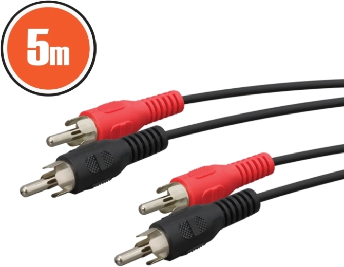 Kabel audio RCA 5 m czerwony i czarny