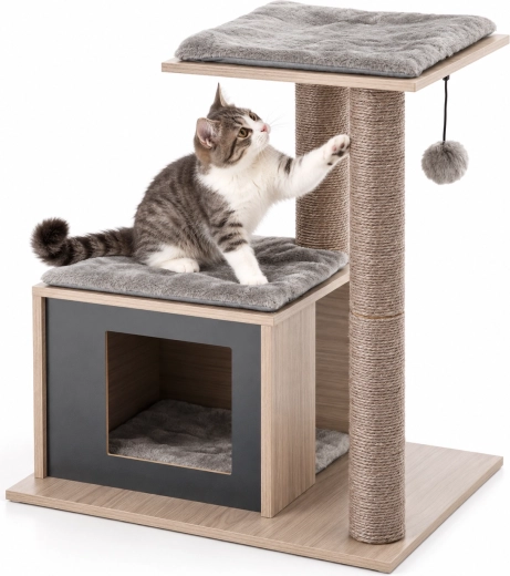 Drapak dla kota z domkiem 56 × 40 × 63 cm brązowy