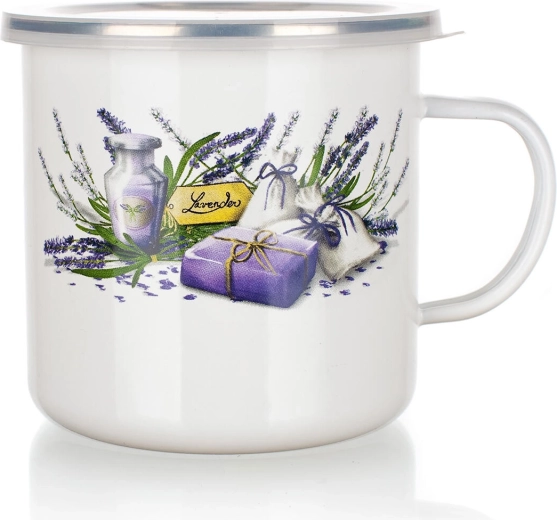 Emaliowany kubek z pokrywką Lavender 0,7 l