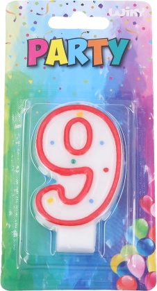 Imprezowa świeczka Cyfra 9 Czerwona