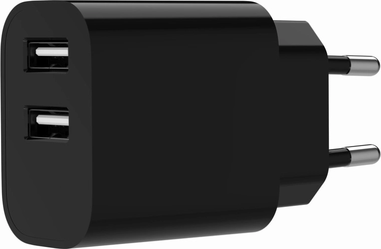 Uniwersalna dwuportowa ładowarka USB 2.4 A, czarna