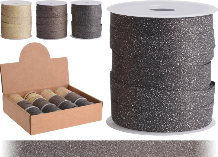 Błyszcząca wstążka do wiązania 10 m × 1 cm – mix brązu i złota