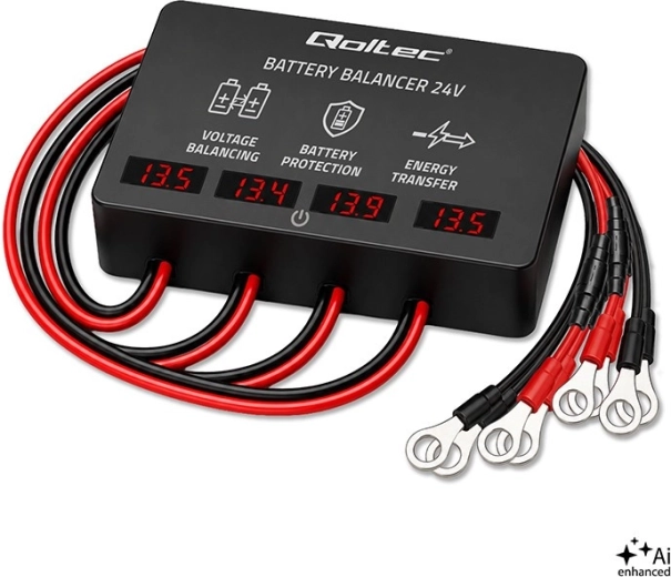 Balanser napięcia 48 V do akumulatorów 4× 12 V 10 A z wyświetlaczem LED