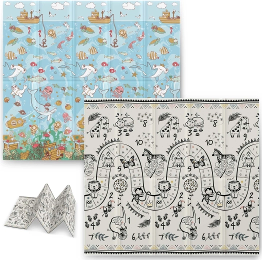 Składana piankowa mata edukacyjna 200 × 180 × 1 cm NUKIDO ocean–safari