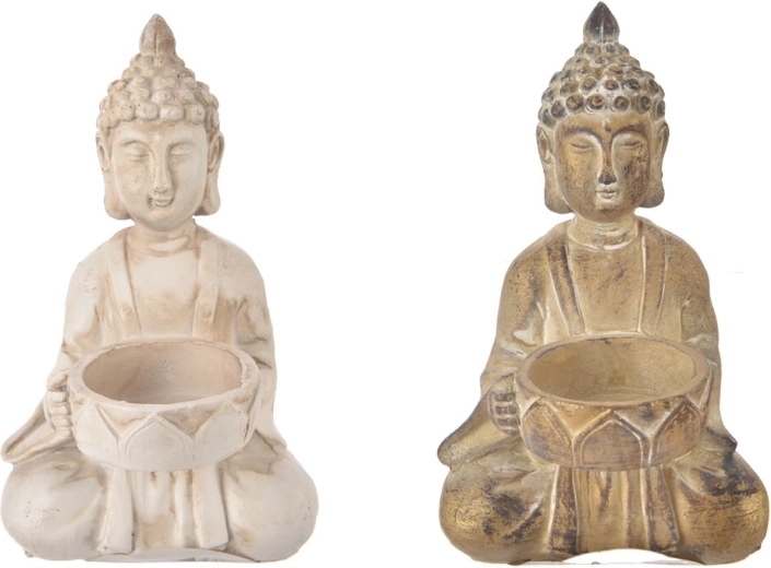 Świecznik Budda z polyresinu 9 × 9 × 14 cm (2 warianty)