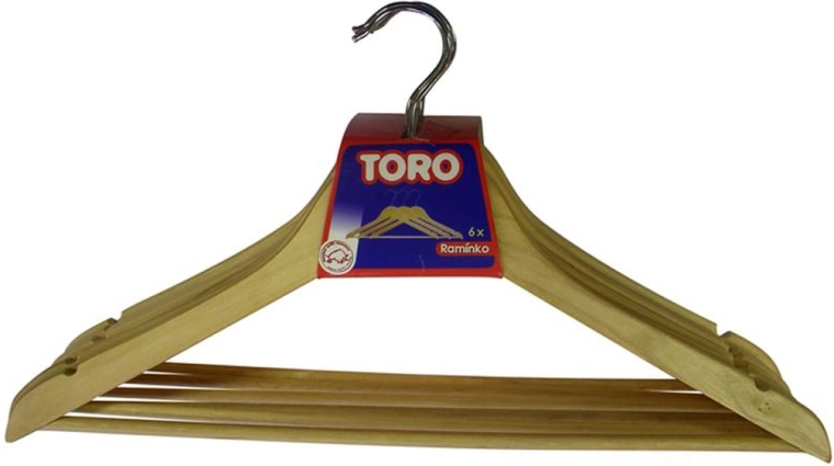 Drewniane wieszaki na ubrania TORO, zestaw 6 szt.