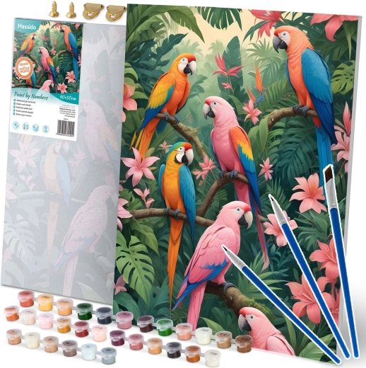 Malarstwo po numerach 40 × 50 cm Massido papugi