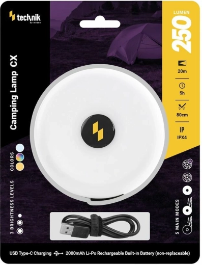 Kempingowa lampa ładowana z XPG i 24 LED, USB‑C, 250 lm