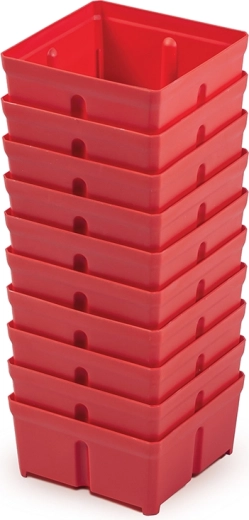 Zestaw plastikowych pudełek na narzędzia, czerwone, 10 szt. (10,5 × 10,5 × 5 cm)