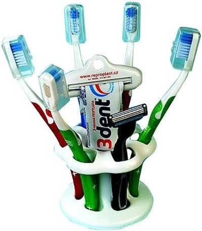 Plastowy stojak na szczoteczki do zębów na 6 sztuk, średnica 10,5 cm