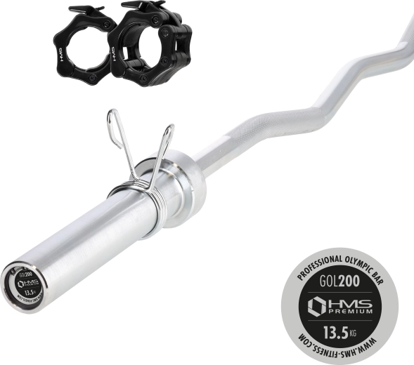 Olimpijska łamana sztanga HMS Premium 150 cm z szybkozaciskami ZG1000