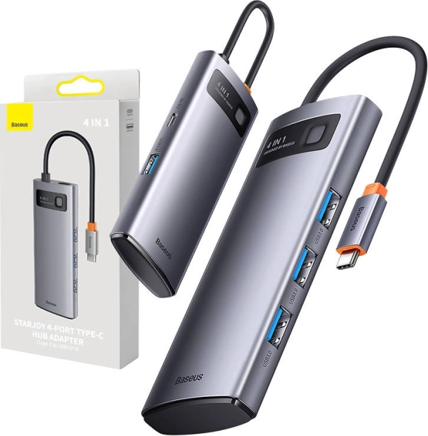 Rozdzielacz USB‑C 4 w 1 BASEUS Metal Gleam – 4× USB 3.0