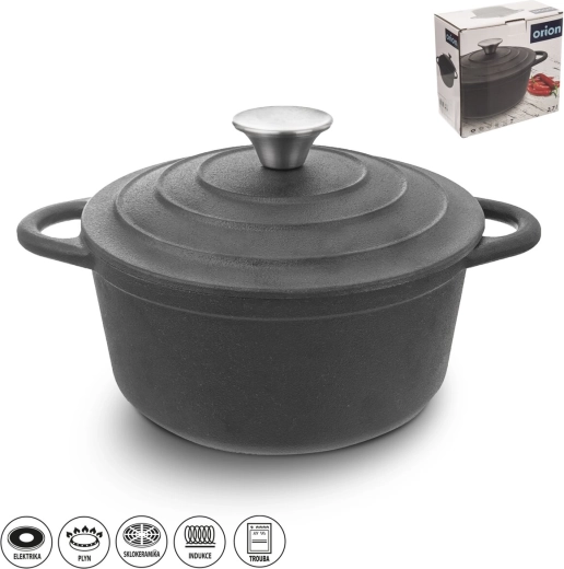 Garnek żeliwny z pokrywką 2,7 l