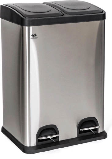 Stalowy kosz do segregacji odpadów 2×20 l z pedałem