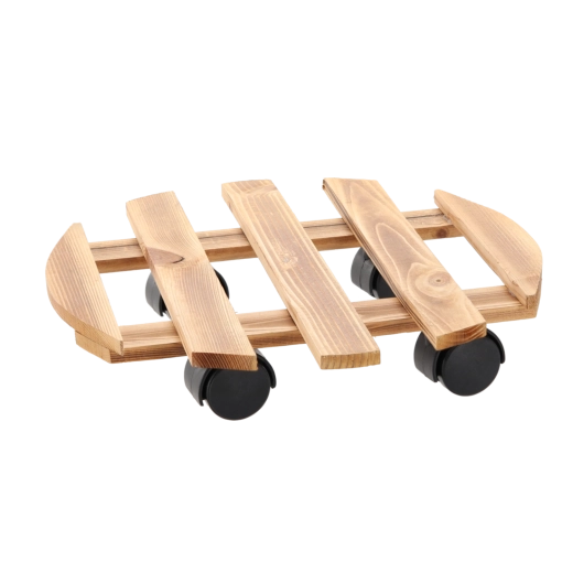 Drewniana okrągła podstawka pod donicę na kółkach 36 cm