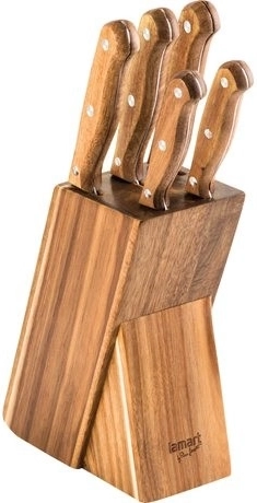 Zestaw 5 noży kuchennych w drewnianym bloku Wood