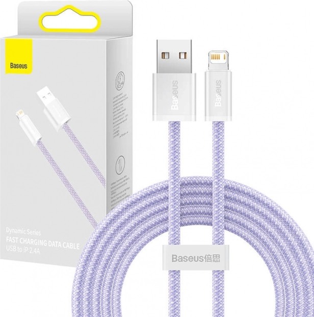 Baseus Dynamic pleciony kabel USB–Lightning 2 m, 2,4 A, fioletowy