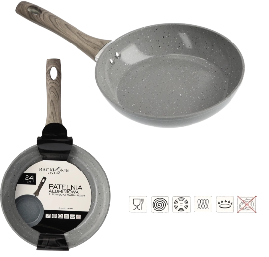 Aluminiowa patelnia nieprzywierająca z powłoką marmurową 24 cm