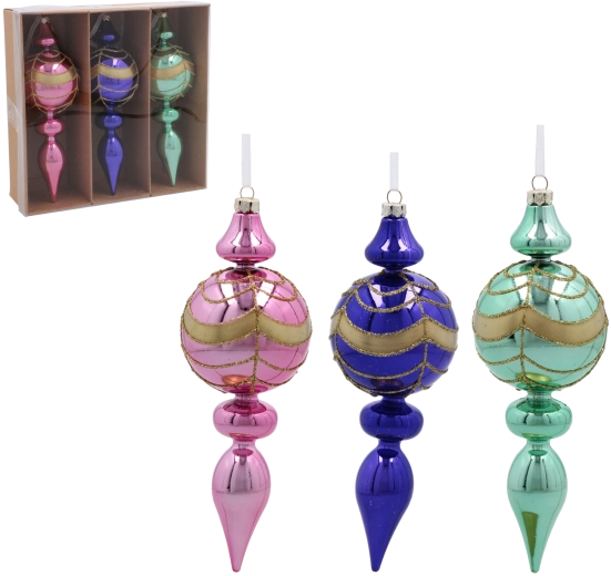 Zestaw plastikowych choinkowych szpiców 17 cm – mix kolorów, 3 szt.