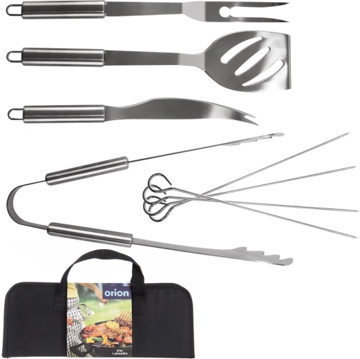 Narzędzia do grillowania ze stali nierdzewnej w etui Orion, 9 elementów