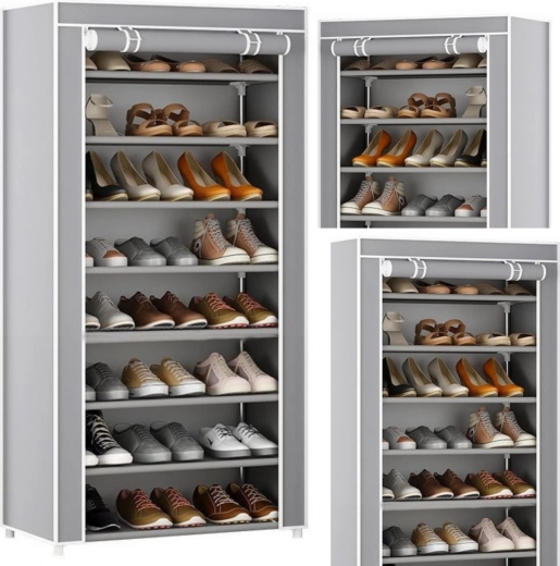 8‑poziomowy stojak na buty z pyłoszczelną osłoną – szary