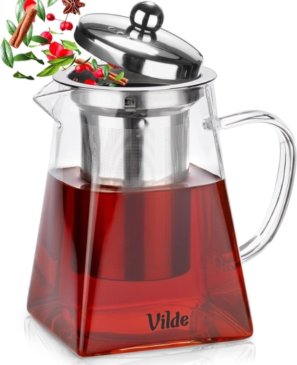 Szklany dzbanek z nierdzewnym filtrem do herbaty 730 ml
