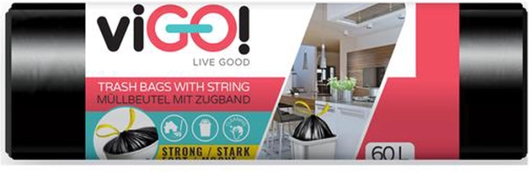 Worki na śmieci z tasiemką 60 l VIGO, 15 szt.