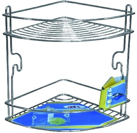 Narożna dwupoziomowa półka STICK, chrom, 20 × 20 × 26 cm