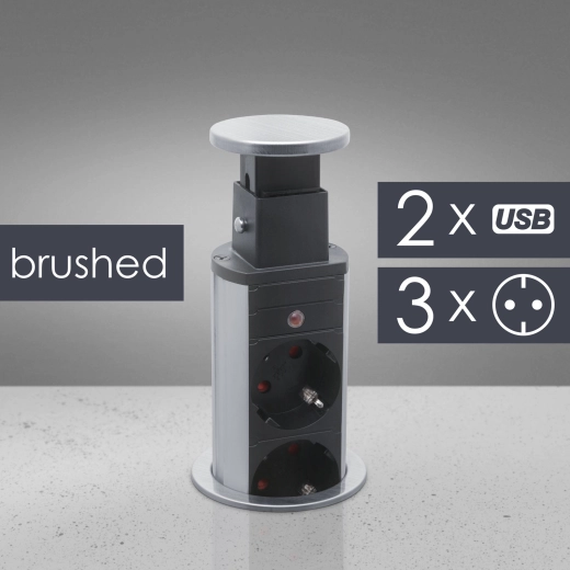 Wysuwana listwa zasilająca do biurka z 3 gniazdami i USB