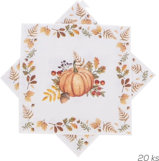 Papierowe serwetki Jesień z motywem dyni 33 × 33 cm (20 szt.)