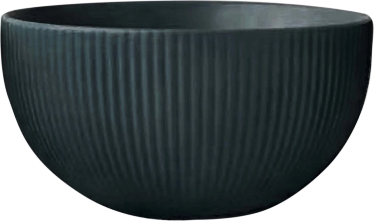 ceramiczna miska KITCHISIMO 710 ml, żebrowana, ciemnozielona
