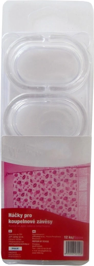 Haczyki do zasłony prysznicowej – przezroczysty plastik, 12 szt.