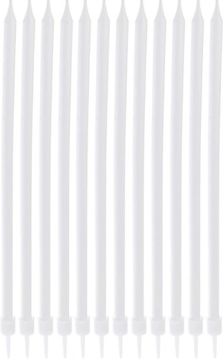 Długie białe świeczki na tort 14,5 cm, 12 szt.
