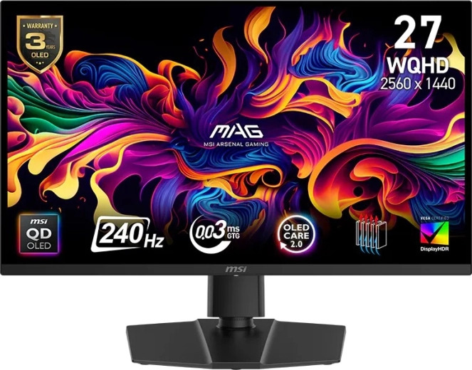 Monitor gamingowy 27" QD‑OLED WQHD 240 Hz MAG 271QP, czarny
