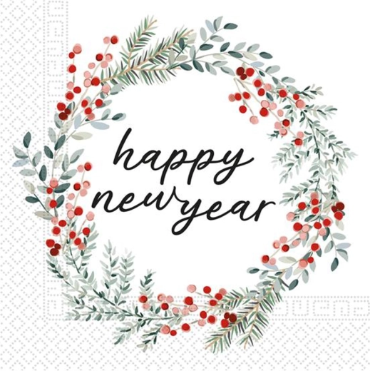 Papierowe serwetki 33 × 33 cm, 3‑warstwowe, motyw New Year, 20 szt.