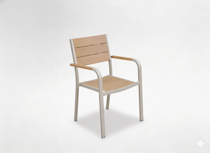 Aluminiowe krzesło ogrodowe beżowe 55 × 55 × 86 cm