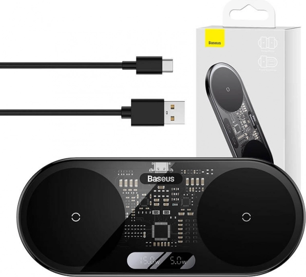 Bezprzewodowa ładowarka Baseus z cyfrowym wyświetlaczem LED, 20W