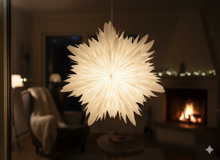 Papierowa dwuwarstwowa dekoracyjna gwiazda 40 cm biała