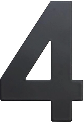 Numer domu 4, 75 mm, stal nierdzewna, matowa czerń