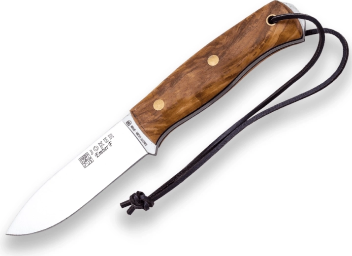 Joker Ember nóż outdoorowy 10,5 cm, drewno oliwne, skórzane etui i krzesiwo