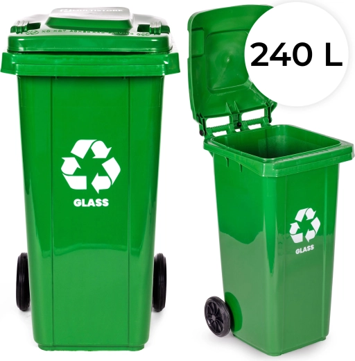 Kosz 240 l na odpady segregowane z gumowymi kołami – żółty (plastik i metal)