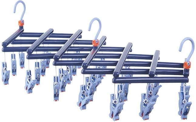 składany wieszak na pranie z klipsami, 29 klipsów, ciemnoniebieski