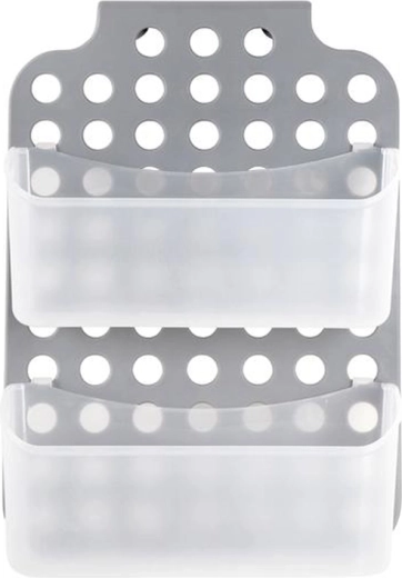 Wisząca dwupoziomowa półka łazienkowa Toro 35,5 × 25,5 cm, szara