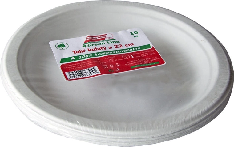 Płaskie talerze z trzciny cukrowej 22 cm, 10 szt.