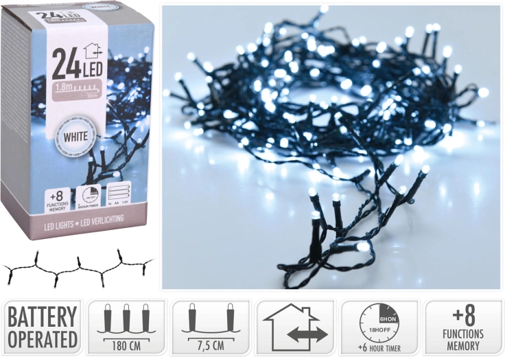 Świąteczne oświetlenie LED 1,8 m zimna biel z timerem - 1 szt.