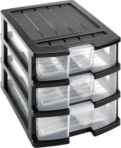 Plastikowy regał z trzema szufladami 34 × 25 × 23,5 cm