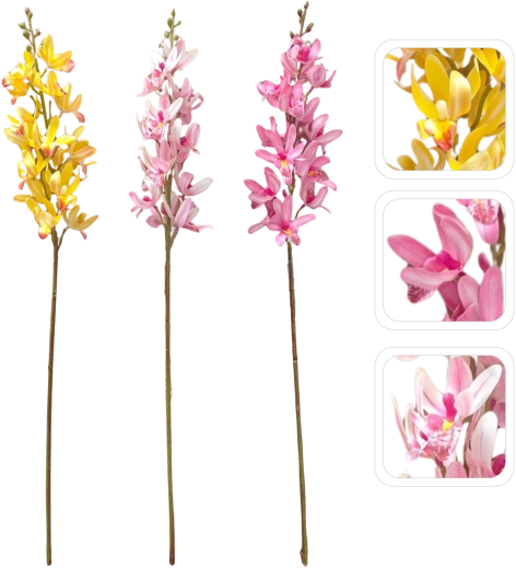 Sztuczna gałązka orchidei Cymbidium – mix kolorów