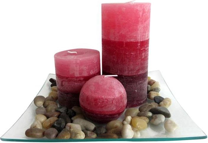 Zestaw prezentowy świec na szklanej tacy Provence – cynamon