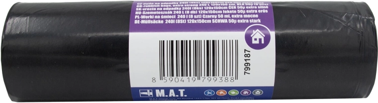 Worki na odpady 240 l, ekstra mocne, czarne (8 szt.)